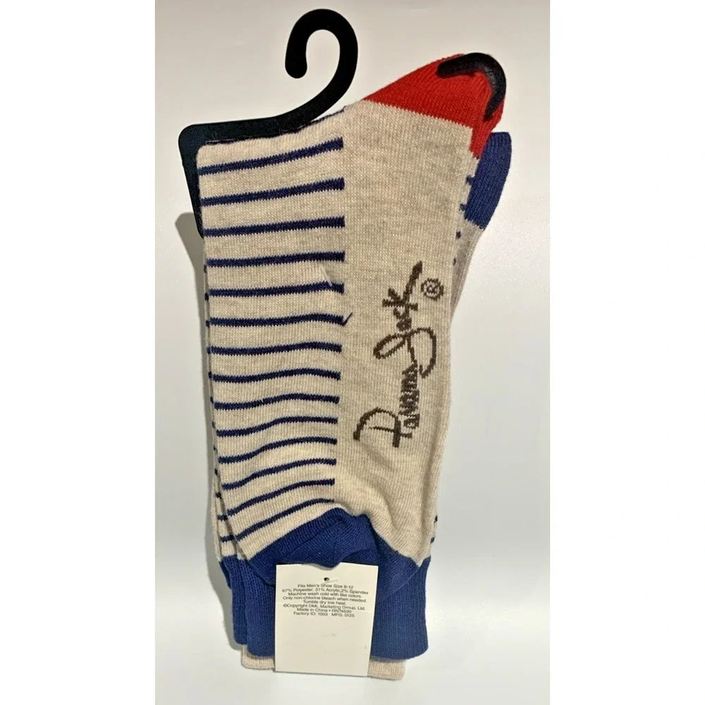 PANAMA JACK Mens Crab Print Crew Socks Size 8–12 Beige Navy Red NEW‎